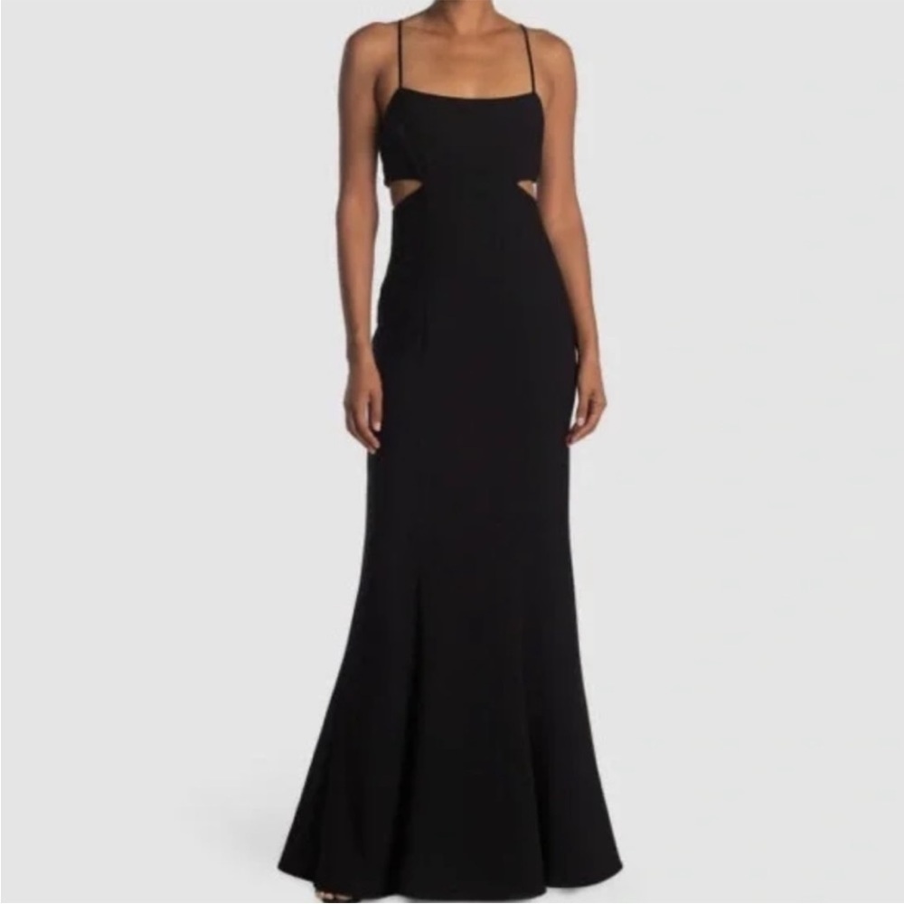 Likely Black Tamarelli Gown Revolve Mermaid Side Cutout Spaghetti Straps Size 14 - Picture 7 of 13